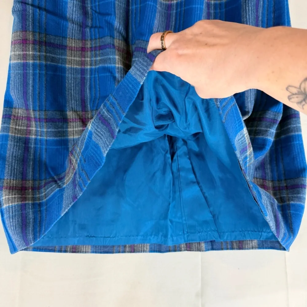 PENDLETON Women’s Size 14 Skirt Midi length Lined 100% Wool Plaid VINTAGE 80s